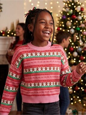 Forever 21 Pink Gingerbread Stripe Holiday Crewneck Sweater